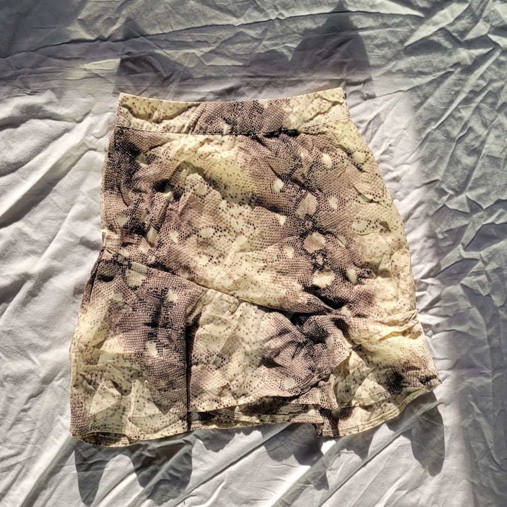 Nasty Gal Cream and Brown Snake Print Mini Skirt